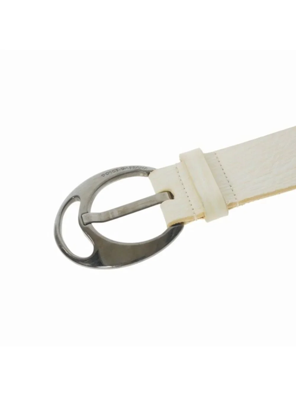 Dolce & Gabbana Leather Buckle Belt White 85